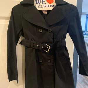 Girls, Black Trench Coat, Size Small
